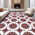 thumbnail image 1 of ODIKA 5'x7' Machine Washable Non-Slip Area Rug, Whimsical Snowflake Medallion With Delicate Frosted Details High Traffic Rug with Pad, Burgundy, 625751, 1 of 8