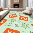 thumbnail image 1 of ODIKA 5'x7' Machine Washable Non-Slip Area Rug, Whimsical Woodland Alphabet Adventure with Forest Friends and Numbers High Traffic Rug with Pad, Green, 681026, 1 of 8