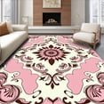 thumbnail image 1 of ODIKA 5'x7' Machine Washable Non-Slip Area Rug, Wildflower Medallion Blossom Motif with Interlocking Petal Scrollwork High Traffic Rug, Pink, 554262, 1 of 7