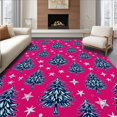 thumbnail image 1 of ODIKA 5'x7' Machine Washable Non-Slip Area Rug, Winter Crystal Spruce Design Semi Circle Floor Indoor High Traffic Rug with Pad, Pink, 612555, 1 of 8