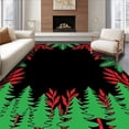 thumbnail image 1 of ODIKA 5'x7' Machine Washable Non-Slip Area Rug, Winter Pine Forest with Cascading Berry Sprig Borders High Traffic Rug, Red, 733384, 1 of 7