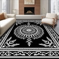 thumbnail image 1 of ODIKA 5'x7' Machine Washable Non-Slip Area Rug, Winter Starburst Ornament Featuring Frosted Crystal Swirl Embellishments High Traffic Rug, Black, 655042, 1 of 7