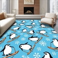 thumbnail image 1 of ODIKA 5'x7' Machine Washable Non-Slip Area Rug, Winter Wildlife Scene Latch Hook With Playful Penguins Design High Traffic Rug with Pad, Blue, 618659, 1 of 8