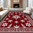 thumbnail image 1 of ODIKA 5'x7' Machine Washable Non-Slip Area Rug, Winter Wonderland Frosty Crystal Accent High Traffic Rug with Pad, Red, 607045, 1 of 8