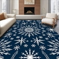 thumbnail image 1 of ODIKA 5'x7' Machine Washable Non-Slip Area Rug, Winter Wonderland Frosty Crystals Half Round Decorative Floor High Traffic Rug, Blue, 617644, 1 of 7