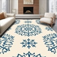 thumbnail image 1 of ODIKA 5'x7' Machine Washable Non-Slip Area Rug, Winter Wonderland Latch Hook Featuring Snowflake Symmetry High Traffic Rug, Blue, 637481, 1 of 7