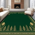 thumbnail image 1 of ODIKA 5'x7' Machine Washable Non-Slip Area Rug, Yuletide Greetings Front Porch Welcoming Adorned Pine Branches High Traffic Rug with Pad, Green, 734768, 1 of 8