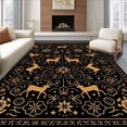 thumbnail image 1 of ODIKA 5'x7' Machine Washable Non-Slip Area Rug, Yuletide Magic with Stylized Reindeer and High Traffic Rug with Pad, Black, 654219, 1 of 8