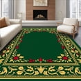 thumbnail image 1 of ODIKA 5'x7' Machine Washable Non-Slip Area Rug, Yuletide Ornament With Holly And Berry High Traffic Rug with Pad, Green, 638009, 1 of 8