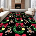 thumbnail image 1 of ODIKA 5'x7' Machine Washable Non-Slip Area Rug, Yuletide Themed Fabric Art Creation Traditional Embroidery Crafting Tool High Traffic Rug with Pad, Black, 730698, 1 of 8