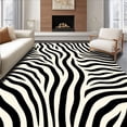 thumbnail image 1 of ODIKA 5'x7' Machine Washable Non-Slip Area Rug, Zebra Stripe Shag Contemporary Design High Traffic Rug, Black, 660181, 1 of 7
