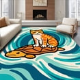 thumbnail image 1 of ODIKA 5'x7' Machine Washable Non-Slip Area Rug, Zen Kitty Journey Eastern Philosophical Tidal High Traffic Rug, Blue, 655504, 1 of 7
