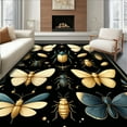 thumbnail image 1 of ODIKA 6' x 9' Machine Washable Non-Slip Area Rug, Art Nouveau Butterfly High Traffic Rug, Gold, 277499, 1 of 7