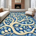 thumbnail image 1 of ODIKA 6' x 9' Machine Washable Non-Slip Area Rug, Art Nouveau Leaf High Traffic Rug, Blue, 232766, 1 of 7