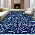thumbnail image 1 of ODIKA 6' x 9' Machine Washable Non-Slip Area Rug, Art Nouveau Leaf High Traffic Rug, Blue, 286996, 1 of 7