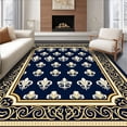 thumbnail image 1 of ODIKA 6' x 9' Machine Washable Non-Slip Area Rug, Baroque Fleur-de-Lis High Traffic Rug, Navy, 406492, 1 of 7