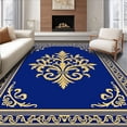 thumbnail image 1 of ODIKA 6' x 9' Machine Washable Non-Slip Area Rug, Baroque Fleur-de-lis High Traffic Rug, Blue, 540961, 1 of 7