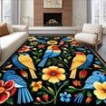 thumbnail image 1 of ODIKA 6' x 9' Machine Washable Non-Slip Area Rug, Bohemian Bird High Traffic Rug, Black, 15683, 1 of 7