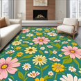thumbnail image 1 of ODIKA 6' x 9' Machine Washable Non-Slip Area Rug, Boho Daisy High Traffic Rug, Green, 431643, 1 of 7