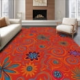 thumbnail image 1 of ODIKA 6' x 9' Machine Washable Non-Slip Area Rug, Boho Flower High Traffic Rug, Red, 364100, 1 of 7