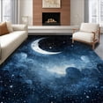 thumbnail image 1 of ODIKA 6'x9' Machine Washable Non-Slip Area Rug, Celestial Night Sky Motif with Moons and Scattered Starbursts Design High Traffic Rug, Blue, 127291, 1 of 7