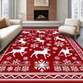 thumbnail image 1 of ODIKA 6' x 9' Machine Washable Non-Slip Area Rug, Christmas Reindeer High Traffic Rug, Red, 615394, 1 of 7