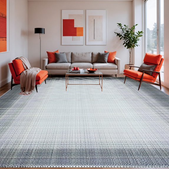 ODIKA 6'x9' Machine Washable Non-Slip Area Rug, Shadow Textured Solid Rectangle High Traffic Rug, Gray, 252258