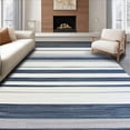 thumbnail image 1 of ODIKA 6'x9' Machine Washable Non-Slip Area Rug, Classic Stripe Mosaic with Band Detailing High Traffic Rug, Navy, 272754, 1 of 7