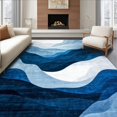 thumbnail image 1 of ODIKA 6'x9' Machine Washable Non-Slip Area Rug, Contemporary Fluid Lines with Dynamic Indigo Swirls and Contrasts High Traffic Rug, Blue, 217664, 1 of 7