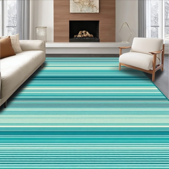 ODIKA 6'x9' Machine Washable Non-Slip Area Rug, Contemporary Featuring Bold Teal and High Traffic Rug, Teal, 80712