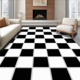 thumbnail image 1 of ODIKA 6' x 9' Machine Washable Non-Slip Area Rug, Geometric Checkerboard High Traffic Rug, Black, 425072, 1 of 7