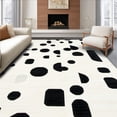 thumbnail image 1 of ODIKA 6'x9' Machine Washable Non-Slip Area Rug, Stylish Monochrome Abstract Design for Modern Spaces High Traffic Rug, Black, 121608, 1 of 7