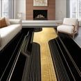 thumbnail image 1 of ODIKA 6'x9' Machine Washable Non-Slip Area Rug, Artistic Black Gold Guitar Strings Contemporary Music High Traffic Rug, Black, 86708, 1 of 7