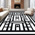 thumbnail image 1 of ODIKA 6' x 9' Machine Washable Non-Slip Area Rug, Geometric Lattice High Traffic Rug, Black, 179176, 1 of 7