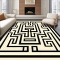 thumbnail image 1 of ODIKA 6'x9' Machine Washable Non-Slip Area Rug, Labyrinth Lines Black & Beige Greek Key High Traffic Rug, Beige, 52154, 1 of 7