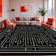 thumbnail image 1 of ODIKA 6'x9' Machine Washable Non-Slip Area Rug, Geometric Maze Contemporary Floor Art High Traffic Rug, Black, 121614, 1 of 7