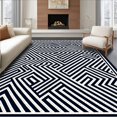 thumbnail image 1 of ODIKA 6' x 9' Machine Washable Non-Slip Area Rug, Geometric Maze High Traffic Rug, Black, 549658, 1 of 7