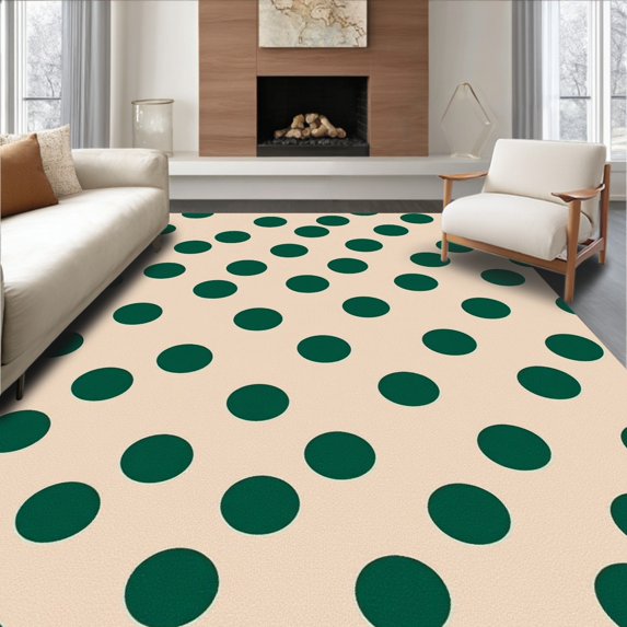 ODIKA 6' x 9' Machine Washable Non-Slip Area Rug, Geometric Polka-Dot High Traffic Rug, Beige, 307939