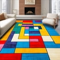 thumbnail image 1 of ODIKA 6'x9' Machine Washable Non-Slip Area Rug, Modern Geometric High Traffic Rug, Yellow, 138444, 1 of 7