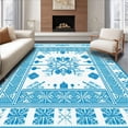 thumbnail image 1 of ODIKA 6' x 9' Machine Washable Non-Slip Area Rug, Geometric Snowflake High Traffic Rug, White, 102030, 1 of 7