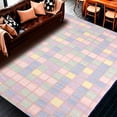 thumbnail image 1 of ODIKA 6'x9' Machine Washable Non-Slip Area Rug, Checkered Accent Modern Geometric Design High Traffic Rug, Pink, 146593, 1 of 7