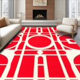 thumbnail image 1 of ODIKA 6'x9' Machine Washable Non-Slip Area Rug, Modern with Concentric Circle Design High Traffic Rug, Red, 86678, 1 of 7