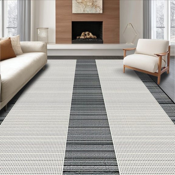 ODIKA 6' x 9' Machine Washable Non-Slip Area Rug, Modern Vertical-Stripe High Traffic Rug, Gray, 266548