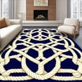 thumbnail image 1 of ODIKA 6'x9' Machine Washable Non-Slip Area Rug, Breeze Navy & Beige Nautical Knot Design High Traffic Rug, Beige, 58467, 1 of 7