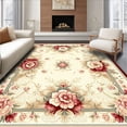 thumbnail image 1 of ODIKA 6' x 9' Machine Washable Non-Slip Area Rug, Traditional flower High Traffic Rug, Beige, 77280, 1 of 7
