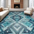 thumbnail image 1 of ODIKA 6' x 9' Machine Washable Non-Slip Area Rug, Tribal Triangle High Traffic Rug, Teal, 138174, 1 of 7