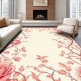 thumbnail image 1 of ODIKA 6' x 9' Machine Washable Non-Slip Area Rug, Victorian Rose High Traffic Rug, Peach, 203387, 1 of 7
