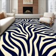 thumbnail image 1 of ODIKA 6'x9' Machine Washable Non-Slip Area Rug, Antelope Inspired Striped Motif with Abstract Fluid Bands High Traffic Rug, Black, 287931, 1 of 7