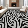 thumbnail image 1 of ODIKA 6'x9' Machine Washable Non-Slip Area Rug, Monochrome Fluid Abstract with Interlaced Curves and Geometric Lines High Traffic Rug, Black, 238770, 1 of 7