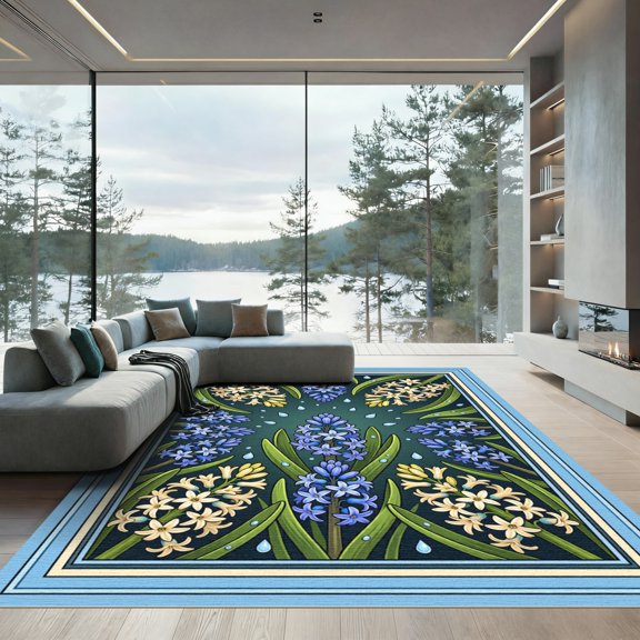 ODIKA 6' x 9' Machine Washable Non-Slip Area Rug, french floral High Traffic Rug, Red, 1306690